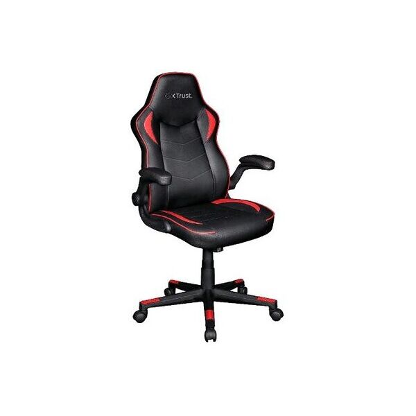 trust gxt 704 ravy sedia gaming universale sedile girevole a 360 gradi braccioli pieghevoli schienale imbottito nero rosso