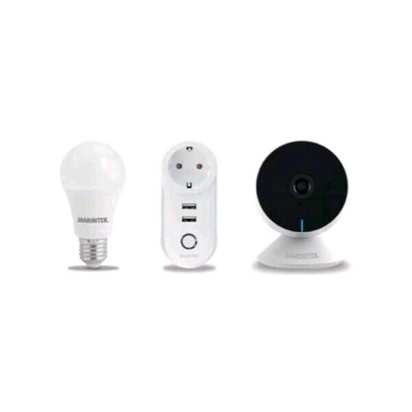 nilox starter pack smart me kit composto da telecamera ip da una lampada wi-fi e27 9w e da una spina intelligente wi-fi con...