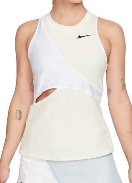 Nike Top da tennis da donna Court Dri-Fit Slam Tennis Tank W coconut milk/white/black L