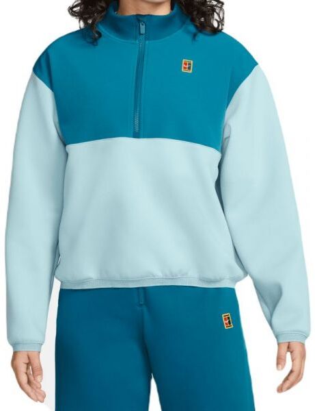 Nike Felpa da tennis da donna Court Dri-Fit Heritage 1/2-Zip Tennis Jacket ocean bliss/green abyss L