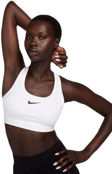 Nike Reggiseno Swoosh Medium Support Non-Padded Sports Bra white/stone mauve/black XL