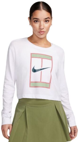 Nike Maglietta da tennis da donna (a maniche lunghe) Dri-Fit Slam Long Sleeve T-Shirt white/deep jungle L