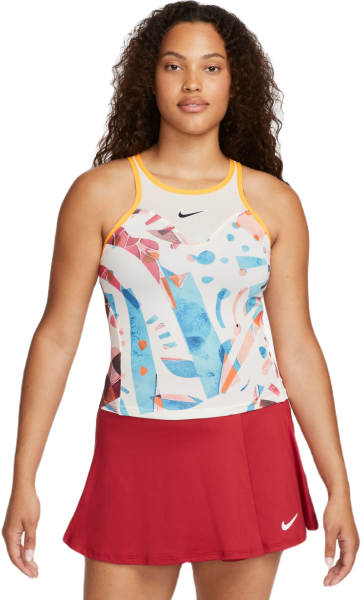 Nike Top da tennis da donna Court Dri-Fit Slam Printed Tennis Tank Top coconut milk/coconut milk/sundia M