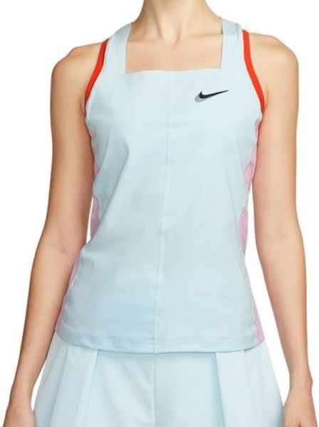 Nike Top da tennis da donna Court Dri-Fit Slam Tank glacier blue/light arctic pink/team orange/black L