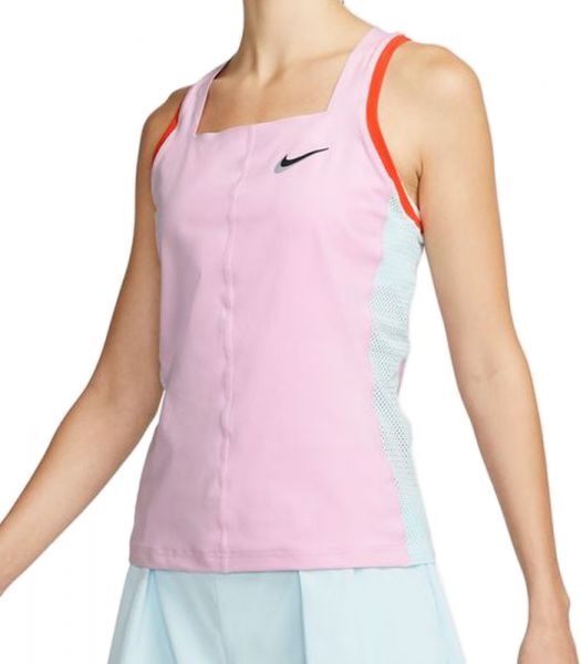 Nike Top da tennis da donna Court Dri-Fit Slam Tank light arctic pink/glacier blue/team orange/black S