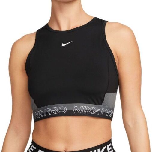 Nike Top da tennis da donna Pro Dri-Fit Cropped Training Tank Top black/iron grey/white/white L