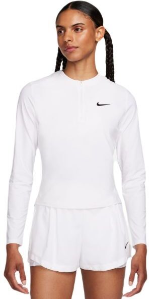 Nike Maglietta da tennis da donna (a maniche lunghe) Court Advantage Dri-Fit 1/4-Zip Tennis Mid Layer white/black M