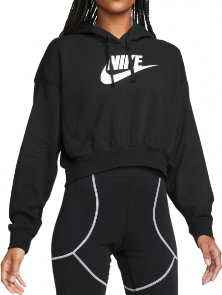 Nike Felpa da tennis da donna Sportswear Club Fleece Oversized Crop Hoodie black/white L