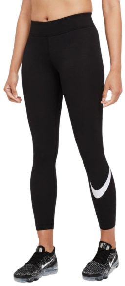 Nike Leggins Sportswear Essential Mid-Rise Swoosh Leggings black/white XXS