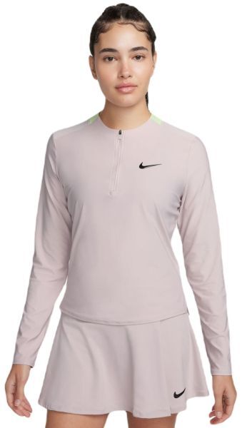 Nike Maglietta da tennis da donna (a maniche lunghe) Court Advantage Dri-Fit 1/4-Zip Tennis Mid Layer platinum violet/black L