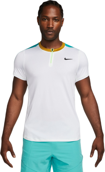 Nike Polo da tennis da uomo Court Dri-Fit Advantage Polo white/washed teal/bronzine/black XL