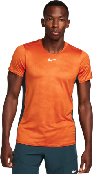 Nike T-shirt da uomo Court Dri-Fit Advantage Printed Tennis Top campfire orange/deep jungle/white S