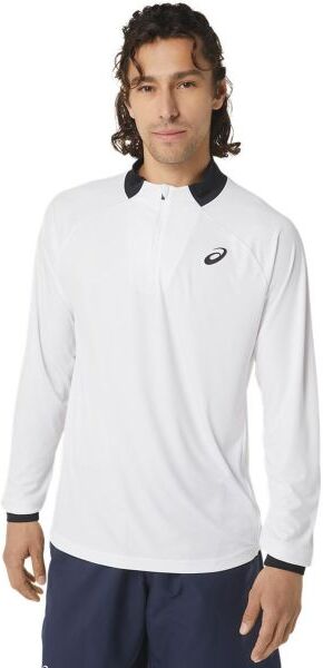 Asics T-shirt da tennis da uomo Men Court 1/2 Zip Long Sleeve Top brilliant white XXL