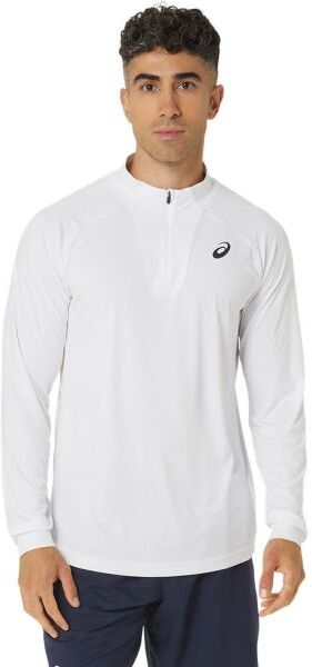 Asics T-shirt da tennis da uomo Men Court 1/2 Zip Long Sleeve Top brilliant white/brilliant white L