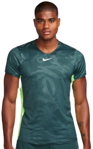 Nike T-shirt da uomo Court Dri-Fit Advantage Printed Tennis Top deep jungle/lime blast/white S