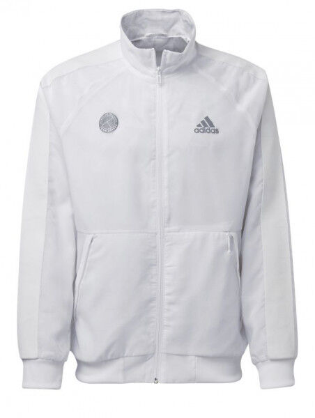 Adidas Felpa da tennis da uomo Tennis Uniforia Jacket M white/reflective silver/dash grey S