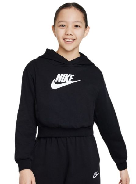 Nike Felpa per ragazze Sportswear Club Fleece Crop Hoodie black/white XL