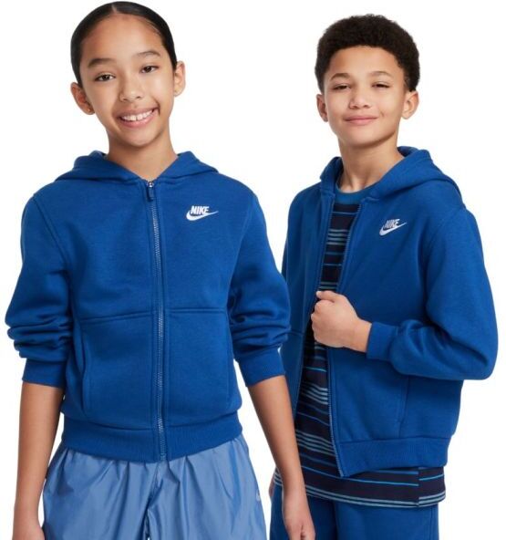 Nike Felpa per ragazze Kids Club Fleece Full-Zip Hoodie court blue/white S