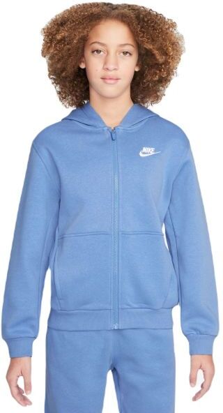 Nike Felpa per ragazze Club Fleece Full-Zip Hoodie polar/white XL