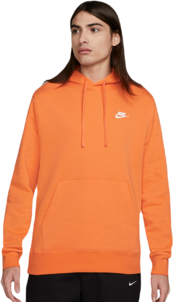 Nike Felpa da tennis da uomo Sportswear Club Fleece Pullover Hoodie bright mandarin/bright mandarin/white S