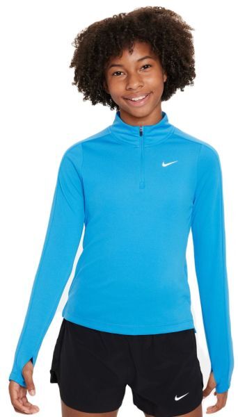 Nike Maglietta per ragazze Kids Dri-Fit Long Sleeve 1/2 Zip Top light photo blue/white XS