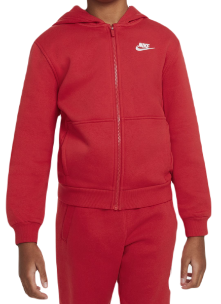 Nike Felpa per ragazze Club Fleece Full-Zip Hoodie university red/white M