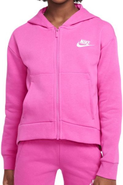 Nike Felpa per ragazze Sportswear Club Fleece Full Zip Hoodie active fuchsia/white M