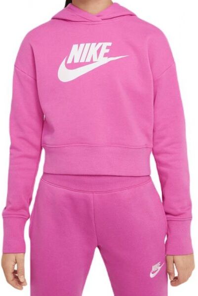 Nike Felpa per ragazze Sportswear FT Crop Hoodie active fuchsia/white S