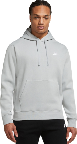 Nike Felpa da tennis da uomo Sportswear Club Fleece Pullover Hoodie light smoke grey/light smoke grey/white S