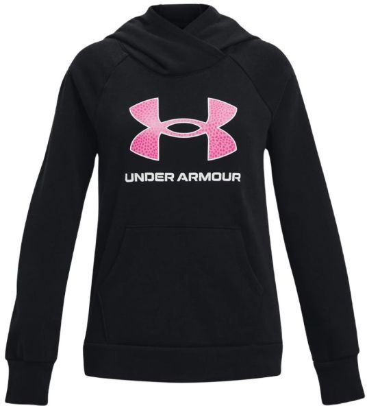 Under Armour Felpa per ragazze Girls' UA Rival Fleece Big Logo Hoodie black/pink edge M