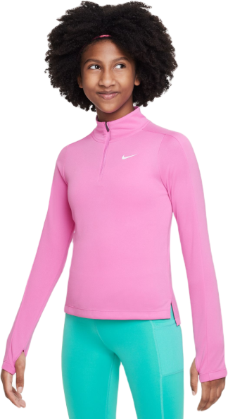 Nike Maglietta per ragazze Dri-Fit Long Sleeve 1/2 Zip Top playful pink/white L