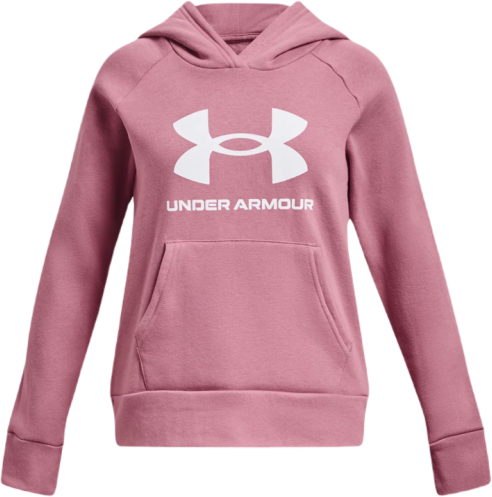 Under Armour Felpa per ragazze Girls' UA Rival Fleece Big Logo Hoodie pink/white XL