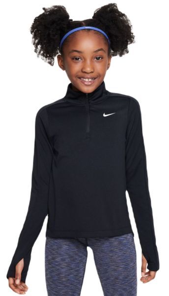 Nike Maglietta per ragazze Dri-Fit Long Sleeve 1/2 Zip Top black/white XL