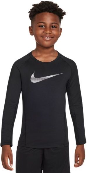 Nike Maglietta per ragazzi Pro Warm Long-Sleeve Top black/white XS