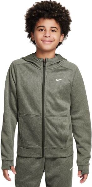 Nike Felpa per ragazzi Therma-FIT Full-Zip Hoodie cargo khaki/white S