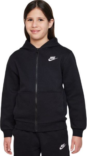 Nike Felpa per ragazze Club Fleece Full-Zip Hoodie black/white L