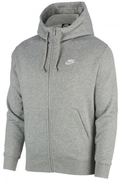 Nike Felpa da tennis da uomo Swoosh M Club Hoodie FZ BB dark grey heather/matte silver/white L