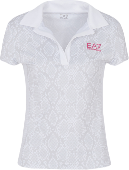 EA7 Polo da donna Woman Jersey Polo Shirt white python L