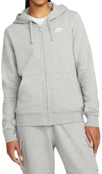 Nike Felpa da tennis da donna Sportswear Club Fleece Full Zip Hoodie dark grey heather/white XS