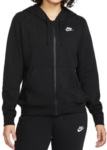 Nike Felpa da tennis da donna Sportswear Club Fleece Full Zip Hoodie black/white XL