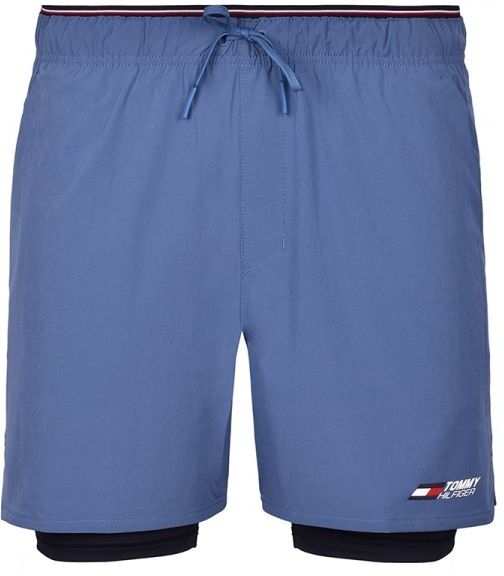 Tommy Hilfiger Pantaloncini da tennis da uomo 2-1 Essentials Training Shorts blue coast S