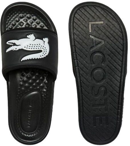 Lacoste Ciabatte Croco Dualiste Synthetic Logo Strap Slides black/white 43