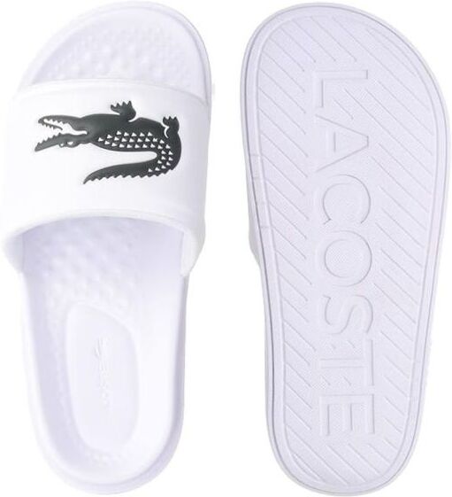 Lacoste Ciabatte Croco Dualiste Synthetic Logo Strap Slides white/black 46