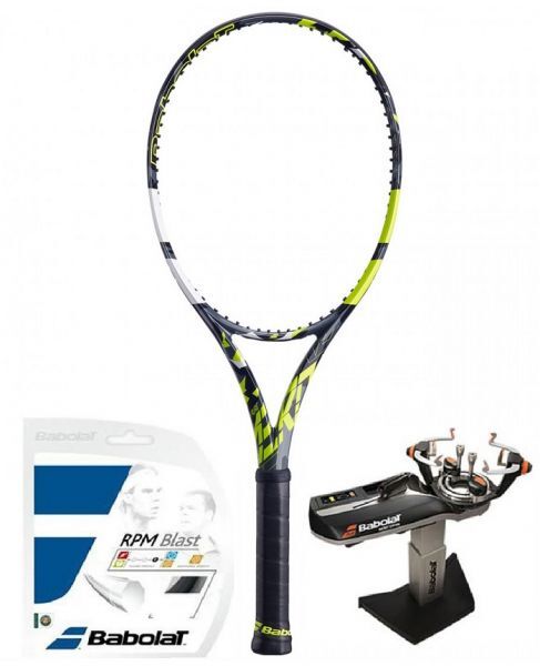 Babolat Racchetta Tennis Pure Aero grey/yellow/white + corda + servizio di racchetta 3