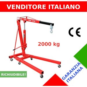 Gru idraulica Pieghevole 2000 kg - gruetta officina per sollevamento motori - Paranco, Capretta, Sollevatore