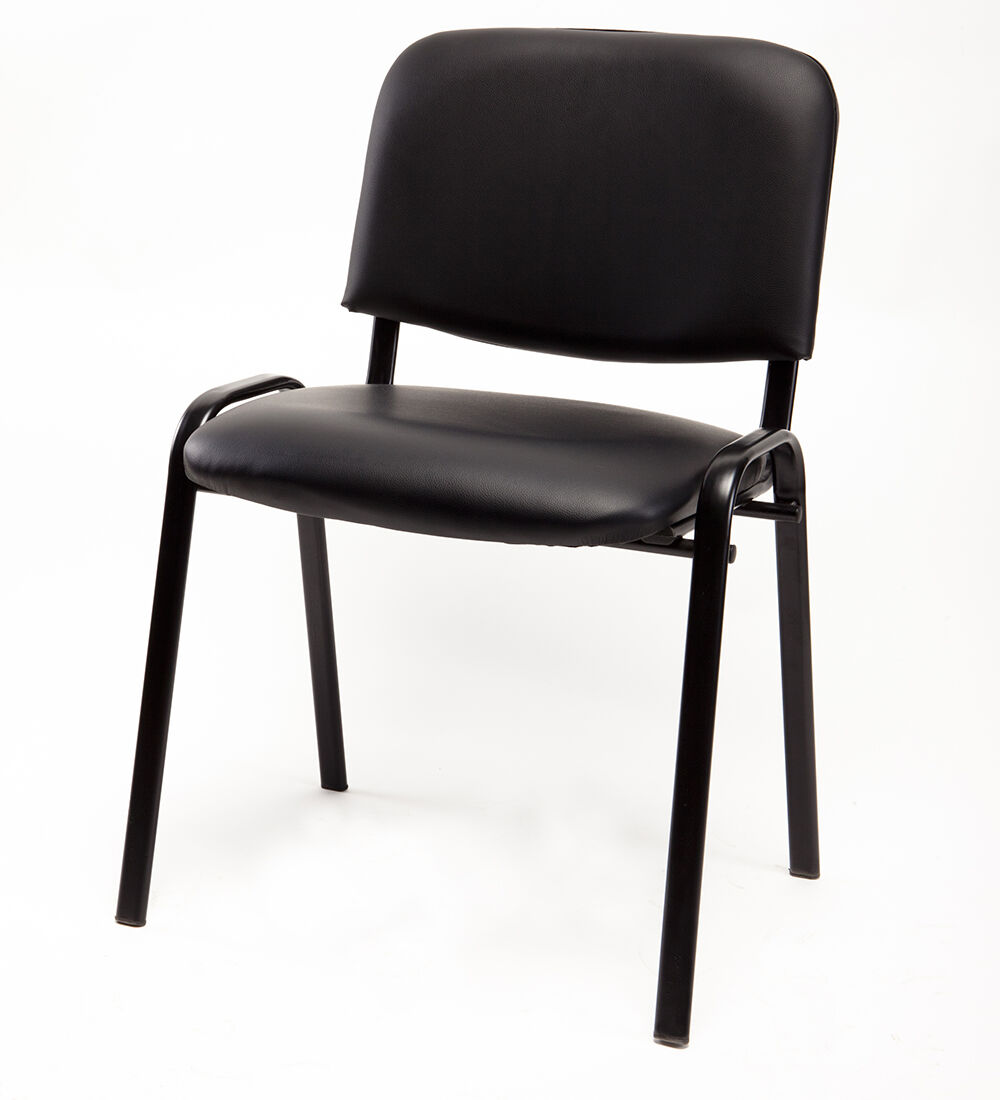 sedia imbottita impilabile in eco pelle nero - ufficio riunione sala