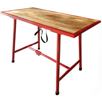 NOTEK Banco tavolo lavoro pieghevole in legno e acciaio officina fai da te - 120 x 62,5 x 83 cm NOTEK Banco tavolo lavoro pieghevole in legno e acciaio officina fai da te - 120 x 62,5 x 83 cm
