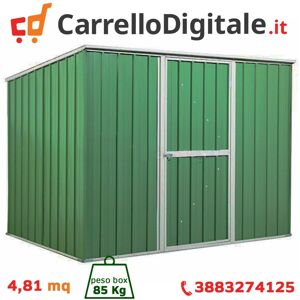 Box in Acciaio Zincato Casetta da Giardino in Lamiera 2.60 x 1.85 m x h1.92 m - 85 KG – 4,81 metri quadri - VERDE