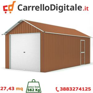 Box in Acciaio Zincato Casetta da Giardino in Lamiera Box Auto 3.60 x 7.62 m x h 3.15 m - 562 KG - 27.43 metri quadri - LEGNO