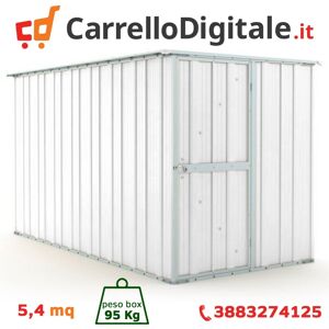 Box in Acciaio Zincato Casetta da Giardino in Lamiera 1.75 x 3.07 m x h1.82 m - 95 KG - 5,4 metri quadri - BIANCO